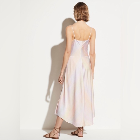 NWT VINCE Rainbow Wash Satin Slip Dress In Size Medium Pink Blue Yellow Purple - Picture 5 of 16
